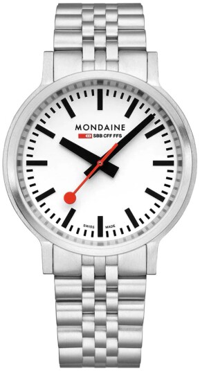 Mondaine Herreklokke MST.4101B.SJ.2SE Stop2Go Hvit/Stål Ø41 mm
