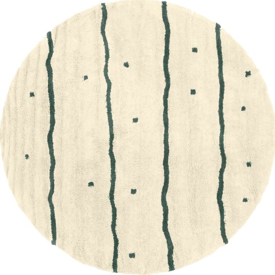 Rundt teppe Leora Natural Cotton Shaggy beige/grønn Størrelse: Ø 240 cm