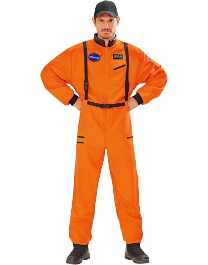 Orange Astronautkostyme til Mann Strl L