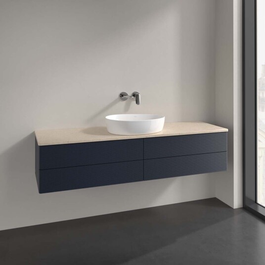 Villeroy & Boch Antao Servantskap med 4 skuffer 160x50x36 cm m/lys Blå Matt/Crème