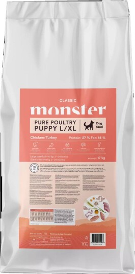 Monster Pet Food Classic Pure Poultry Tørrfôr for Valp 17 kg Monster Pet Food Classic Pure Poultry Tørrfôr for Valp 17 kg