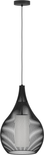 Eglo Razoni 1 Pendellampe I Sort Trådstål Med Satineret Hvitt Glasskjerm Inni