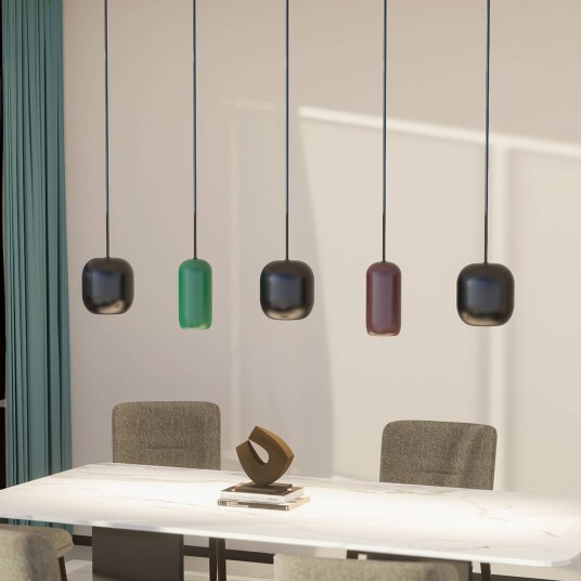 Lucande pendellampe Narion lineær svart 5-lampe