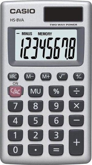 Casio Casio Hs 8Va Lomme Grunnleggende 8 Sifre Grå Hvit