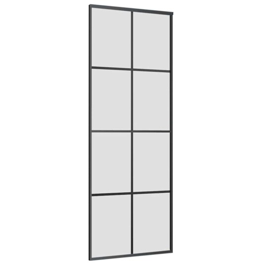 vidaXL Skyvedør med monteringssett svart 76x205 cm ESG-glass