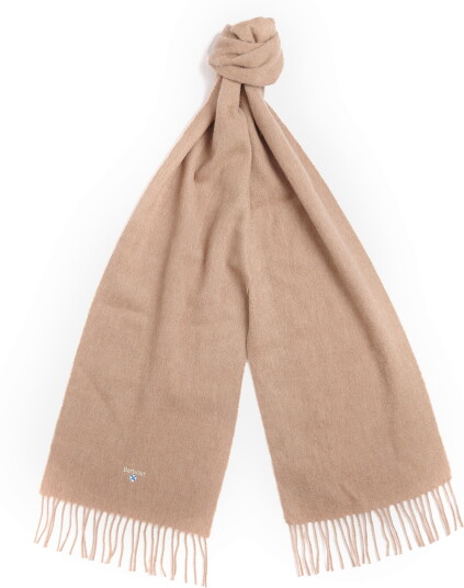 Barbour Unisex Plain Lambswool Scarf Light Brown OneSize