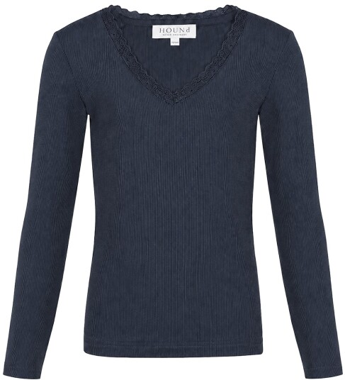 Hound Genser HdLisa Rib Navy m. Blondekant Hound 10 år (140) Genser Marineblå