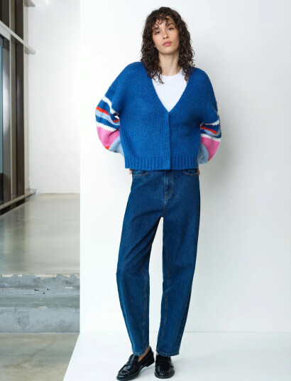 French Connection Monroe Coloured Slv Cardigan   Blue   XL