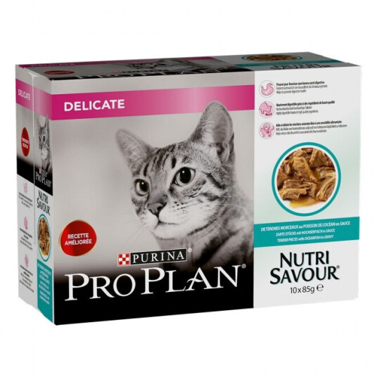 Purina Pro Plan Delicate Ocean Fish Våtfôr multipack for voksne katter 10x85 g