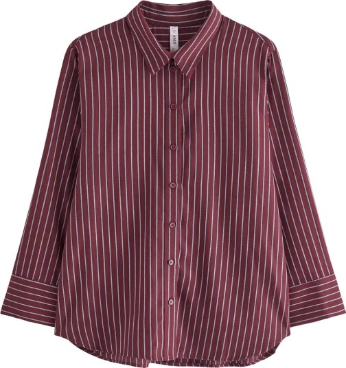 Lindex Pyjama Shirt In Cotton Burgundy L