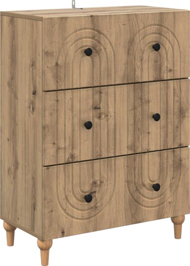 vidaXL Skuffeskap Artisan eik 66 x 34,5 x 90 cm Konstruert tre