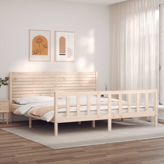 vidaXL Sengeramme med hodegavl 6FT Super King heltre 8720845983918