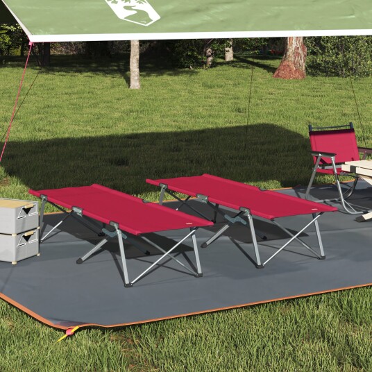 Sammenleggbar camping seng 2 pcs Rød 194 x 62,5 x 42,5 cm