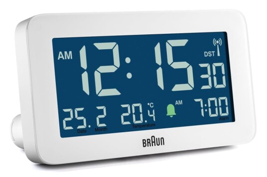 Braun vekkerklokke radiokontrollert med temperatur og dato