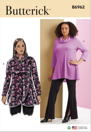 Butterick 6962 Topp Til Dame W2 20W 22W 24W 26W 28W