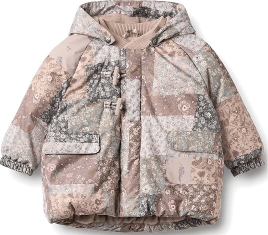 Wheat Puffer Jacket Billo PATCHWORK FLOWERS 9 12M