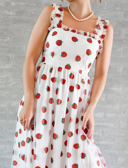 Noella Berry Long Dress - White - XS Noella Berry Long Dress - White - XS