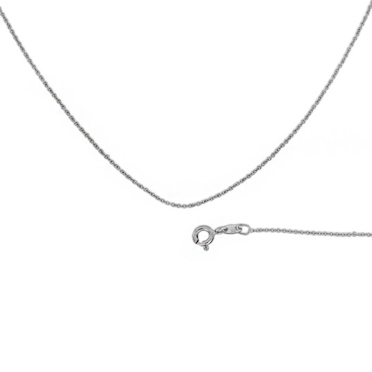 Rund anker kjede i 925 rhodinert sølv 1 mm - 38+2 cm