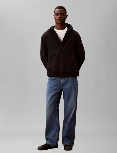 Calvin Klein Jeans Ls Ripstop Hooded Flange Windbre Black M