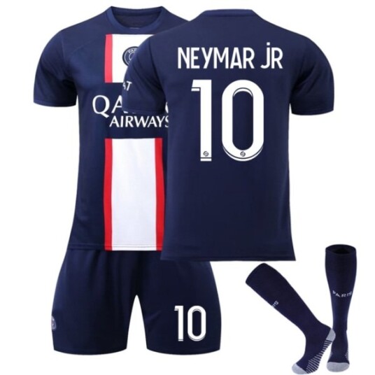 Paris 22/23 Neymar Jr fotballdrakter T skjorter Shortssett for barn Blue/White 26(10 11Years)