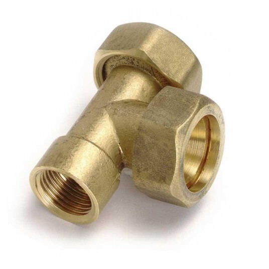 Isiflo Messing T-rør med 2 Kuplinger 3/4"
