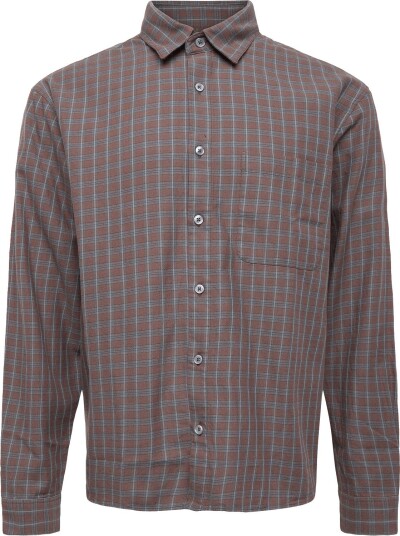 Garment Project Relaxed Ls Shirt Brown Check BROWN XXL