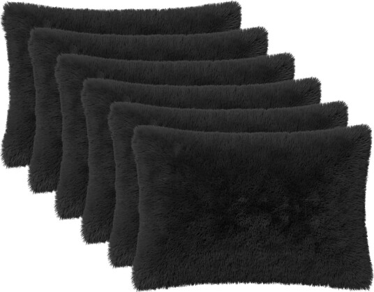 vidaXL Putetrekk 6 pcs HEERLEN Svart 40 x 60 cm PV Fleece