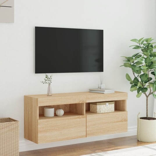 Vegghengt TV benk med LED sonoma eik 100x30x40 cm Vegghengt TV benk med LED sonoma eik 100x30x40 cm