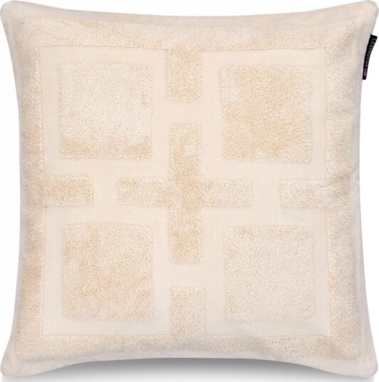 LEXINGTON Grafisk Putetrekk i Økologisk Bomullsvelur Lys Beige 50x50cm