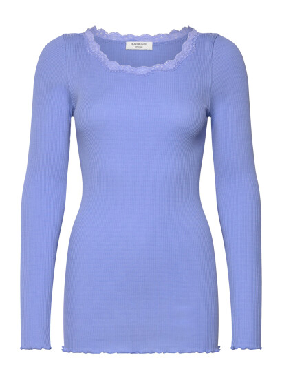 Rosemunde Organic T-Shirt W/Lace - Blue - XS