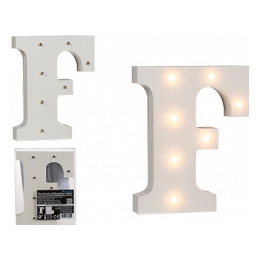 Out of the Blue LED-Bokstav i Tre Hvit - Bokstav F
