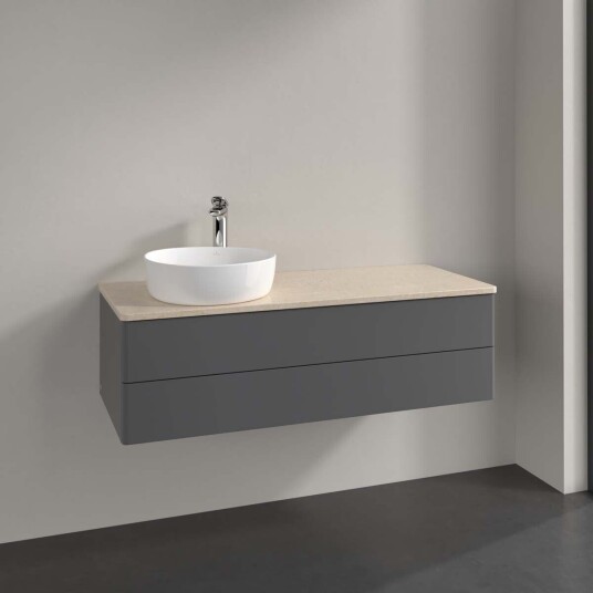 Villeroy & Boch Antao Servantskap med 2 skuffer 120x50x36 cm u/lys Antrasitt/Crème Villeroy & Boch Antao Servantskap med 2 skuffer 120x50x36 cm u/lys Antrasitt/Crème