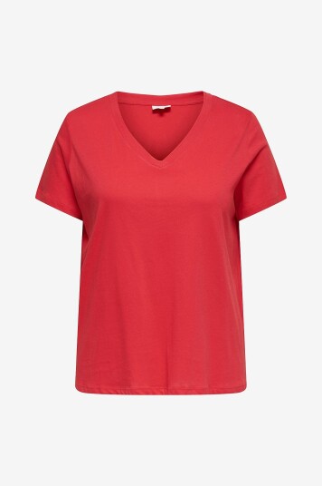 Only Carmakoma   Topp carAlison S/S V neck Reg Tee   Rød