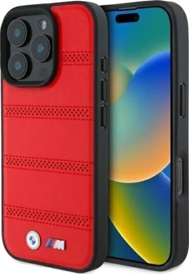 BMW M Perforated And Stitched Line MagSafe case for iPhone 16 Pro Max Red