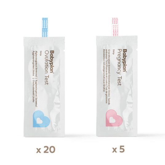 Babyplan testsett - 20 eggløsningstest + 5 graviditetstest strimmel Babyplan testsett - 20 eggløsningstest + 5 graviditetstest strimmel