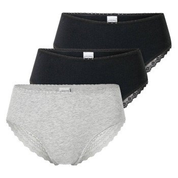 Schiesser Truser 3P Modern Brazillian Slips Svart/Grå bomull 40 Dame Schiesser Truser 3P Modern Brazillian Slips Svart/Grå bomull 40 Dame
