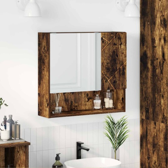 Speilskap Veggmontert Røkt eik 59 x 17 x 55 cm Konstruert tre