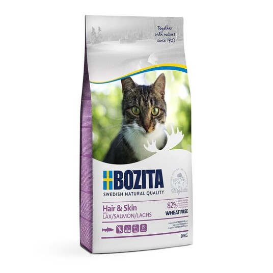 Bozita Kattmat hvetefri laks 10 kg - Hair & Skin for optimal pelshelse
