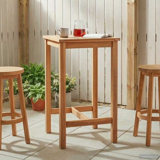 vidaXL Barbord Naturlig 60 x 60 x 105 cm Solid teak