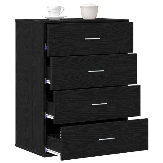 Serviesskap med skuff Svart eik 60 x 39 x 80 cm Konstruert tre Serviesskap med skuff Svart eik 60 x 39 x 80 cm Konstruert tre