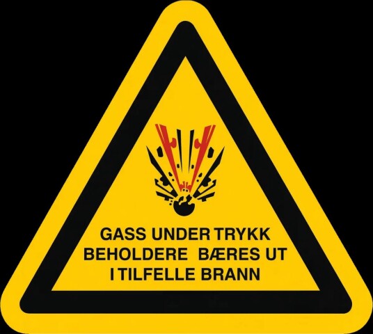 Gass under trykk, trekant Alu-plate 35x35cm Etterlysende
