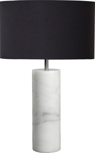 Saga Bordlampe  Hvit Marmor  Høyde 50 Cm / Sort