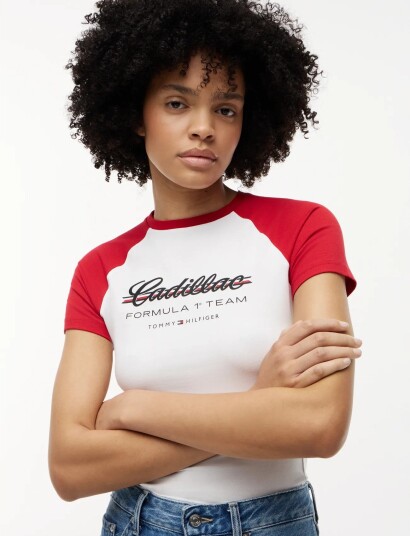 Tommy Hilfiger Th X Cf1 Script Raglan Tee White M Tommy Hilfiger Th X Cf1 Script Raglan Tee White M
