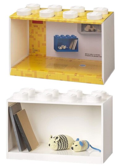 LEGO Storage brick shelf 8 hylle med stor LEGO kloss White LEGO Storage brick shelf 8 hylle med stor LEGO kloss White