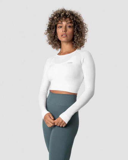 ICIW Define Seamless LS Crop Top - Hvit M
