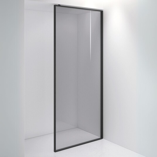 INR Iconic Nordic Rooms Dusjvegg Edge 20 Plus Måltlpasset / Matt Svart Grått Glass