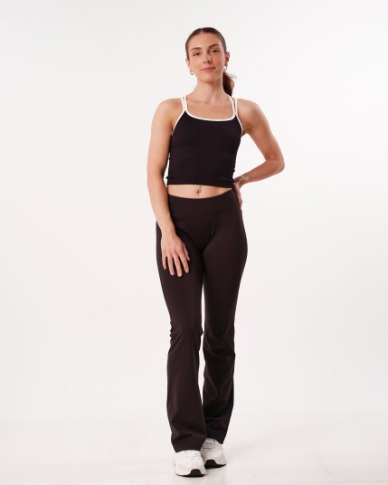 Bumpro SETT Hero Low Rise Flare Pants & Perfect Rib Crop Top Black/White