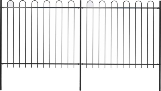 Hagegjerde med buet topp stål 3,4x1,5 m svart