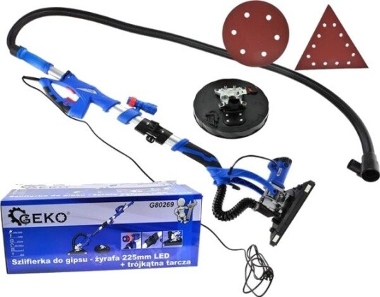 GEKO Vegg- Og Taksliper Pussemaskin For Gips 225 mm For Høydejustering + Trekantet Skive