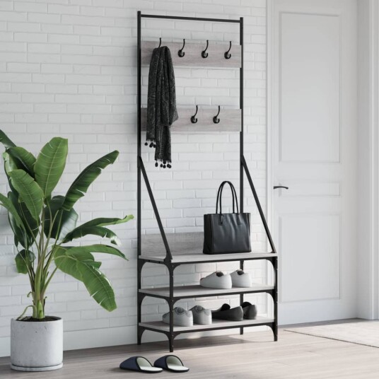 Klesstativ med skooppbevaring grå sonoma 72x34x184 cm 8721012196124
